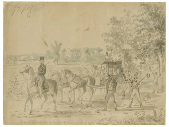 A drawing of the flight of the refugees