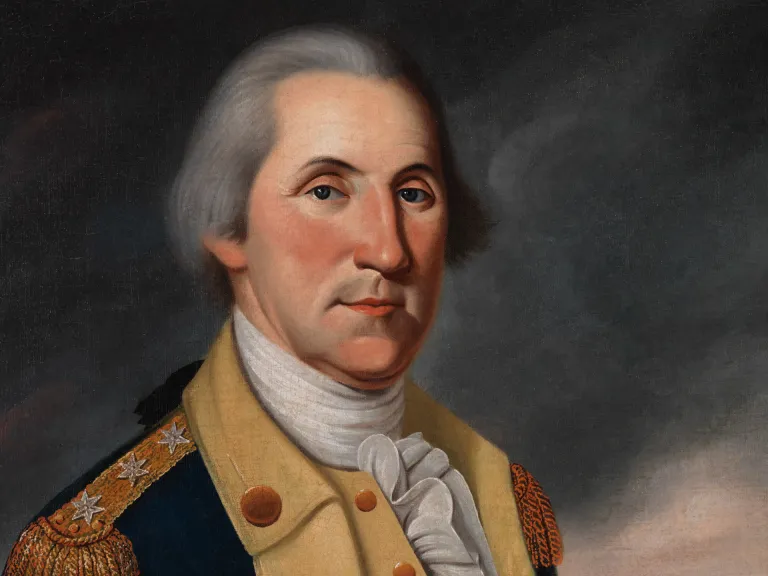 Oil painting of George Washington in uniform