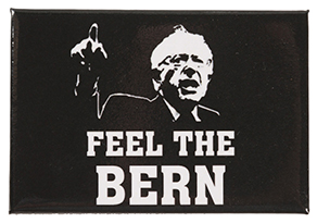  Black and white artwork of Bernie Sanders pointing outwards with the text, “FEEL THE BERN.”