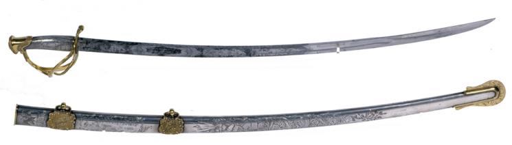 Sword and Scabbard, Ames Manufacturing Company, 1848, presented to George Henry Thomas. (Gift of Judith E. and Fanny C. Thomas; VHS accession number: 1900.1.A-C) Sword and Scabbard, Ames Manufacturing Company, 1848, presented to George Henry Thomas