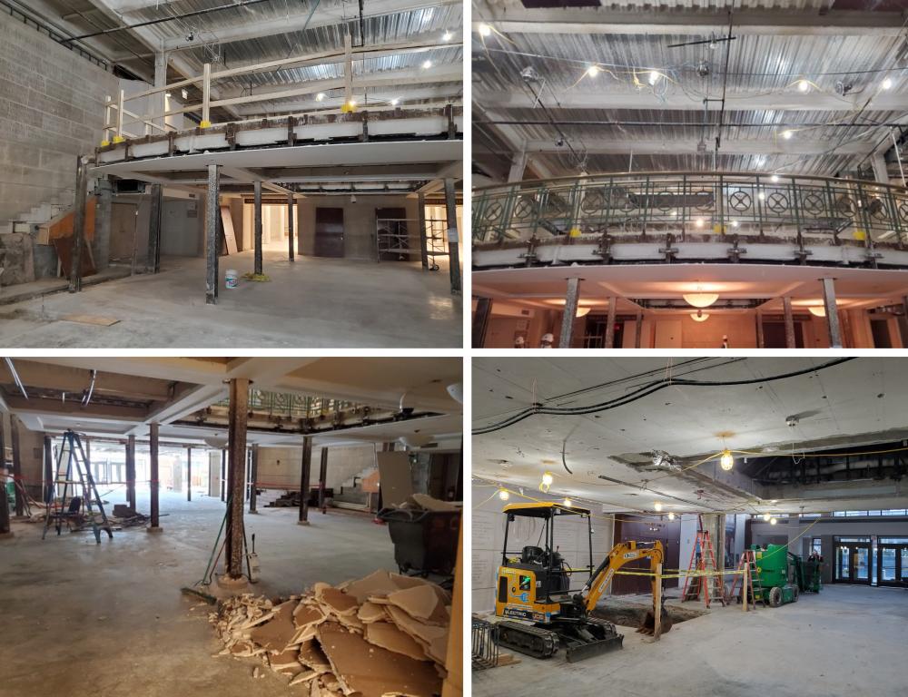 Interior photos of construction inside the museum.